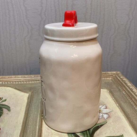 Rae Dunn Live Love Bark Dog Cookie Jar Red Lid Biscuits Treats - Picture 3 of 12
